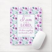 Jeremiah 32:27 Uhr mit lila Blumen Hintergrund Mousepad (Mit Mouse)