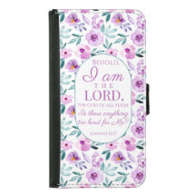 Jeremiah 32:27 Uhr mit lila Blumen Hintergrund