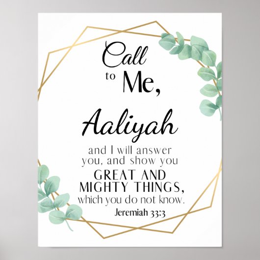 Jeremiah 33:3 Eukalyptus Scripture Personalize Poster (Vorne)