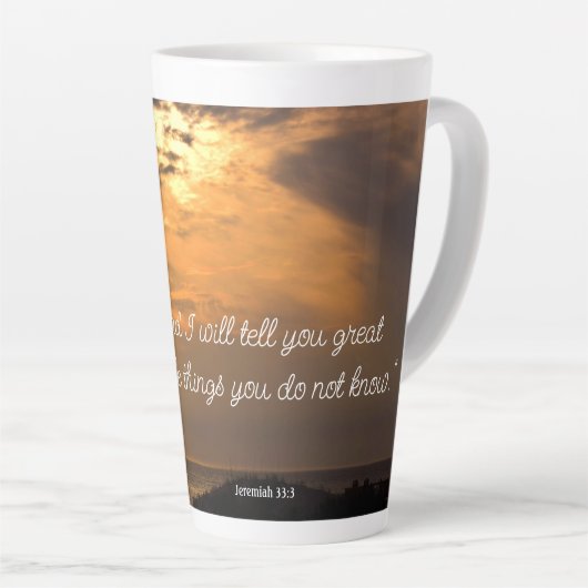 Jeremiah 33:3 Latte-Tasse Milchtasse (Rechte Ecke)