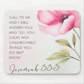 Jeremiah 33:3 Pink Rose Heart Mouse Pad Mousepad (Vorne)