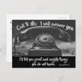 Jeremiah 33:3 Ruf an Ich werde dir antworten, Bibe Postkarte (Vorne/Hinten)