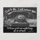 Jeremiah 33:3 Ruf an Ich werde dir antworten, Bibe Postkarte (Vorderseite)