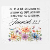 Jeremiah 33:3 Ruf mir Wildblumen Schrift an Fleecedecke (Vorderseite (Horizontal))