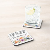 Jeremiah 33:3 Ruf mir Wildblumen Schrift an Getränkeuntersetzer (Rechte Seite)