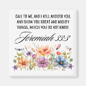 Jeremiah 33:3 Ruf mir Wildblumen Schrift an Magnet (Vorne)