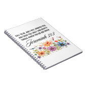 Jeremiah 33:3 Ruf mir Wildblumen Schrift an Notizblock (Rechte Seite)