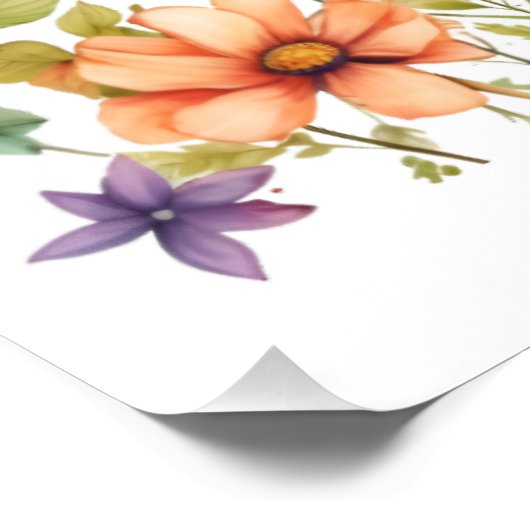 Jeremiah 33:3 Ruf mir Wildblumen Schrift an Poster (Ecke)