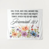 Jeremiah 33:3 Ruf mir Wildblumen Schrift an Wandteppich (Vorderseite (Horizontal))