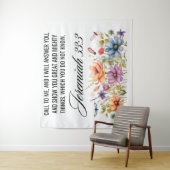 Jeremiah 33:3 Ruf mir Wildblumen Schrift an Wandteppich (Beispiel)