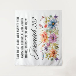 Jeremiah 33:3 Ruf mir Wildblumen Schrift an Wandteppich