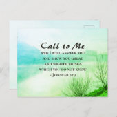 Jeremiah 33:3 Rufen Sie mich an und ich antworte I Postkarte (Vorne/Hinten)