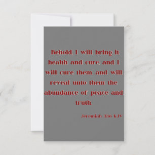 Jeremiah 33:6 KJV Bibelschrift Gruß Karte