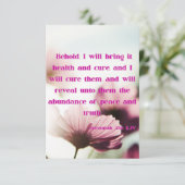 Jeremiah 33:6 KJV Bibelschrift Pic Gruß Karte (Stehend Vorderseite)