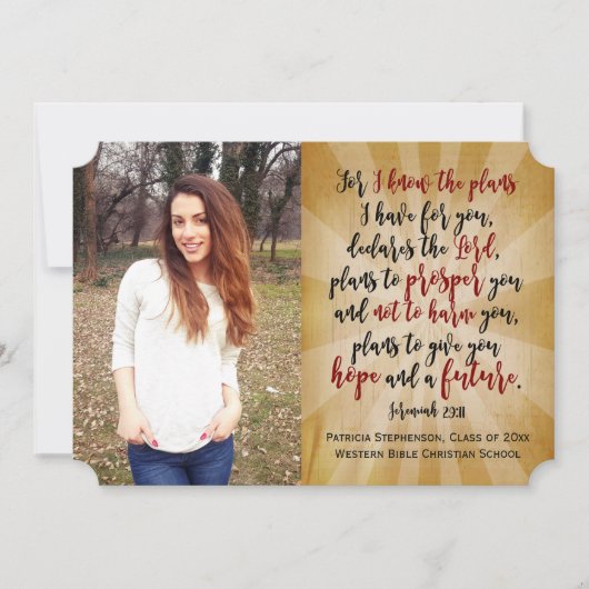 Jeremiah Christlich Bible Verse Foto Abschluss Einladung (Vorderseite)