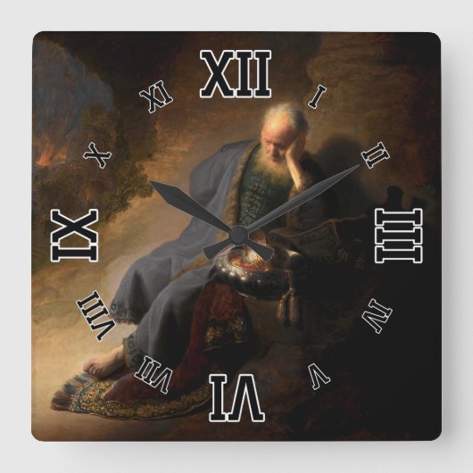 Jeremiah Lamentierung der Zerstörung Jerusalems Quadratische Wanduhr (Vorderseite)