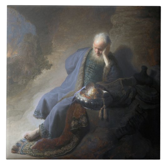 Jeremiah Lamenting über den Fall Jerusalems, Rembr Fliese (Vorderseite)