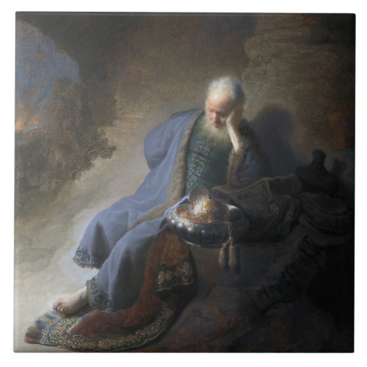 Jeremiah Lamenting über den Fall Jerusalems, Rembr Fliese (Vorderseite)