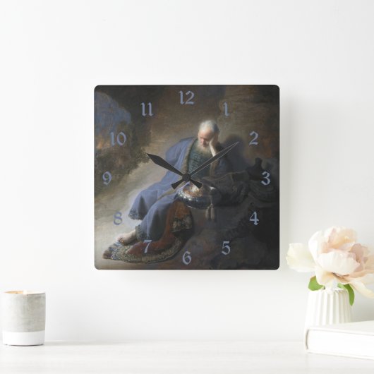 Jeremiah Lamenting über den Fall Jerusalems, Rembr Quadratische Wanduhr (Zuhause)