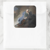 Jeremiah Lamenting über den Fall Jerusalems, Rembr Quadratischer Aufkleber (Tasche)