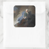 Jeremiah Lamenting über den Fall Jerusalems, Rembr Quadratischer Aufkleber (Tasche)