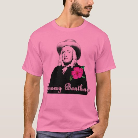 Jeremy Bentham mit tropischer Blume T-Shirt (Vorderseite)