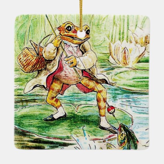 “Jeremy Fisher Catches a Fish” by Beatrix Potter Keramikornament (Rückseite)