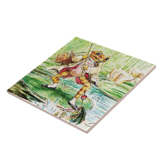 "Jeremy Fisher Catches a Fish" von Beatrix Potter Fliese (Seite)