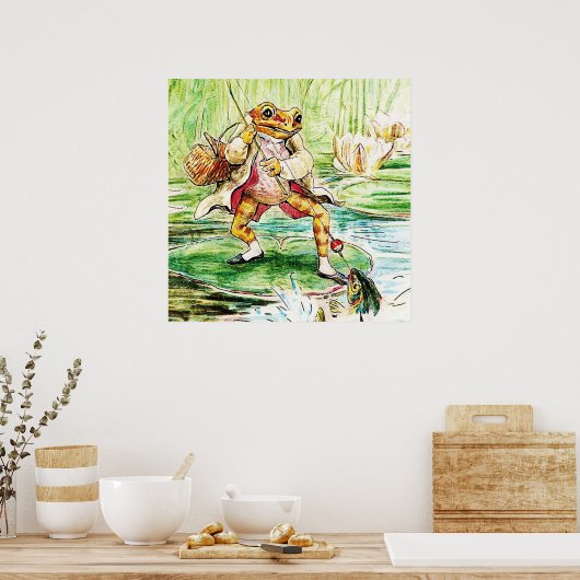 "Jeremy Fisher Catches a Fish" von Beatrix Potter Poster (Küche)