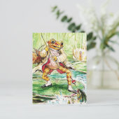 "Jeremy Fisher Catches a Fish" von Beatrix Potter Postkarte (Stehend Vorderseite)