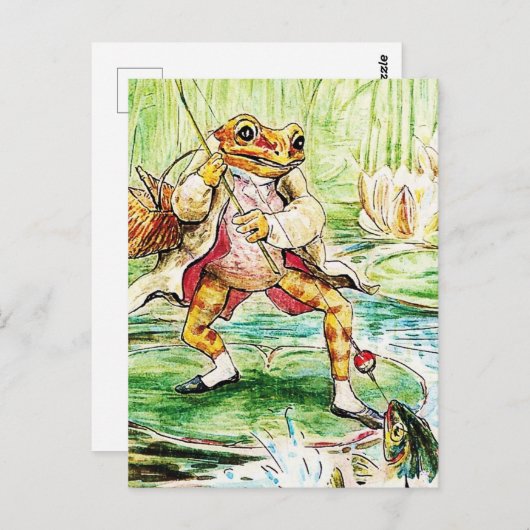 "Jeremy Fisher Catches a Fish" von Beatrix Potter Postkarte (Vorne/Hinten)