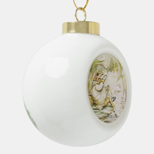 Jeremy Fisher Eats Lunch by Beatrix Potter Keramik Kugel-Ornament (Links)