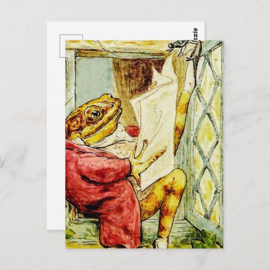 "Jeremy Fisher liest die Nachrichten von Beatrix P Postkarte (Vorne/Hinten)