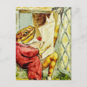 "Jeremy Fisher liest die Nachrichten von Beatrix P Postkarte (Vorderseite)