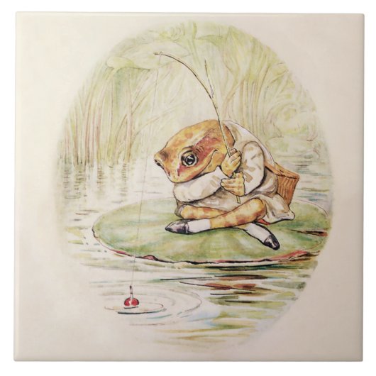 "Jeremy Fisher on a Lilypad" von Beatrix Potter Fliese (Vorderseite)
