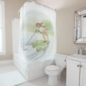 Jeremy Fisher Poles auf einem Lily Pad Duschvorhang (Beispiel)