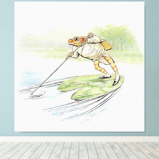 Jeremy Fisher Poles auf einem Lily Pad Leinwanddruck (Insitu (Holzboden))