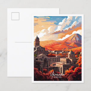 Jerewan Armenien Kunst Vintage Reiseillustration Postkarte
