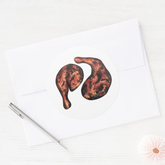 Jerk Chicken Caribbean West Indian Jamaikanisches Runder Aufkleber (Umschlag)