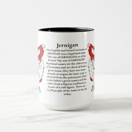 Jernigan Familien-Wappen Tasse (Zentrum)