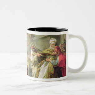 Jeroboam, das des goldenen Kalbs, 1752 opfert Zweifarbige Tasse