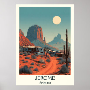 Jerome Arizona Vintage Travel Poster   Retro Ghost