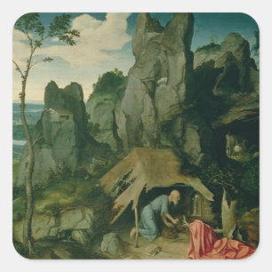 Jerome in der Wüste (Öl auf Tafel) (siehe auch Quadratischer Aufkleber