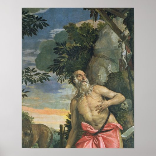 Jerome in Penitence (Öl auf Leinwand) Poster (Vorne)