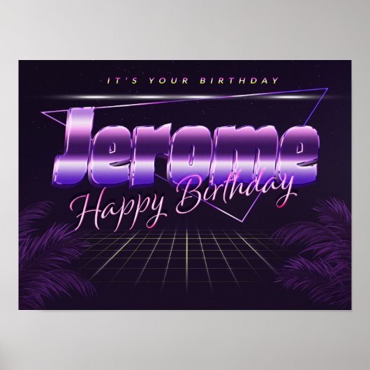 Jerome Name Vorname lila retro Poster Geburtstag (Vorne)