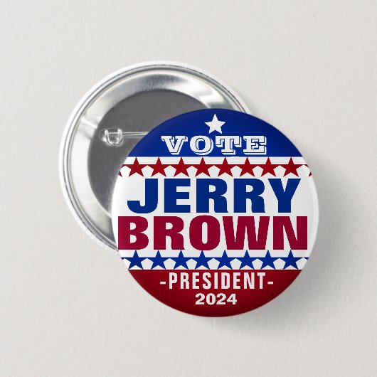 Jerry Brown für den Präsidentschaftswahlknopf 2024 Button (Vorne & Hinten)