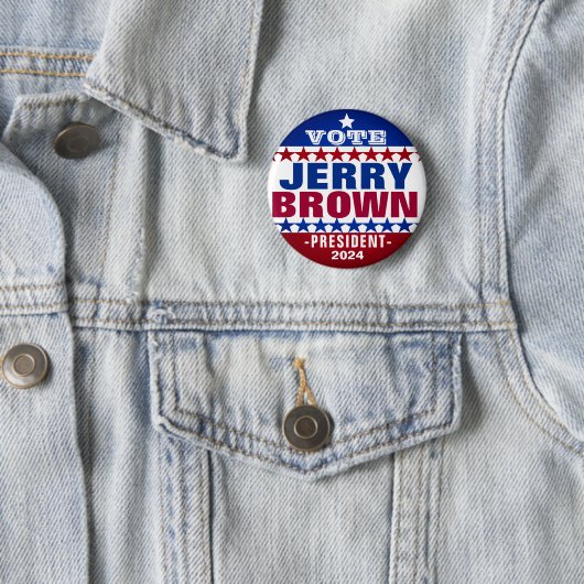 Jerry Brown für den Präsidentschaftswahlknopf 2024 Button (Beispiel)
