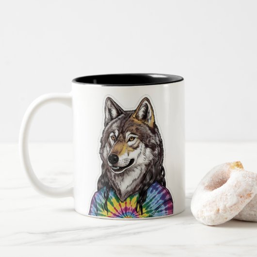 Jerry Garcia wolf Zweifarbige Tasse (Mit Donut)