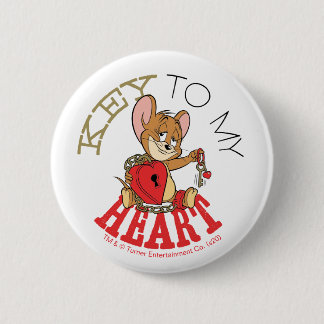 Jerry Mouse "Key to My Heart" Valentine Button