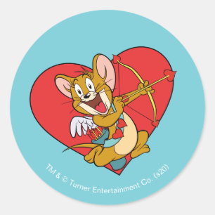 Jerry Mouse verkleidet als Valentine Cupid Runder Aufkleber